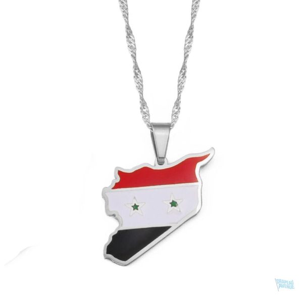Collier drapeau Syrie en couleur argent