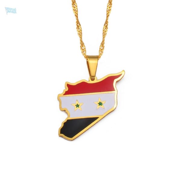 Collier drapeau Syrie en couleur or