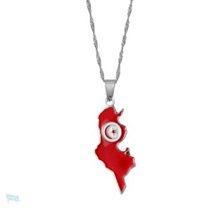 Collier argent drapeau Tunisie élégant et symbolique