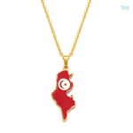 Collier drapeau Tunisie en couleur or