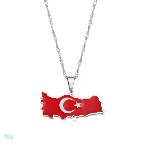 Collier drapeau Turquie en argent