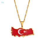 Collier drapeau Turquie en couleur or