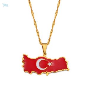 Collier drapeau Turquie en couleur or