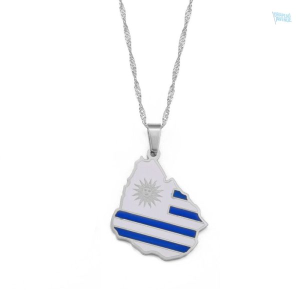 Collier argent avec drapeau de l'Uruguay