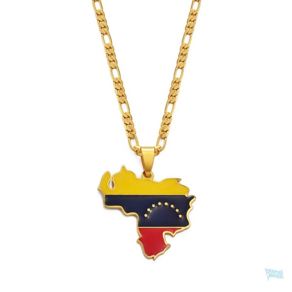 Collier drapeau Venezuela en couleur or