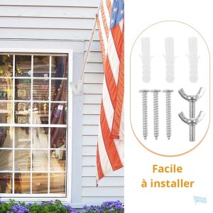 Mât pour drapeau avec double fixation stable