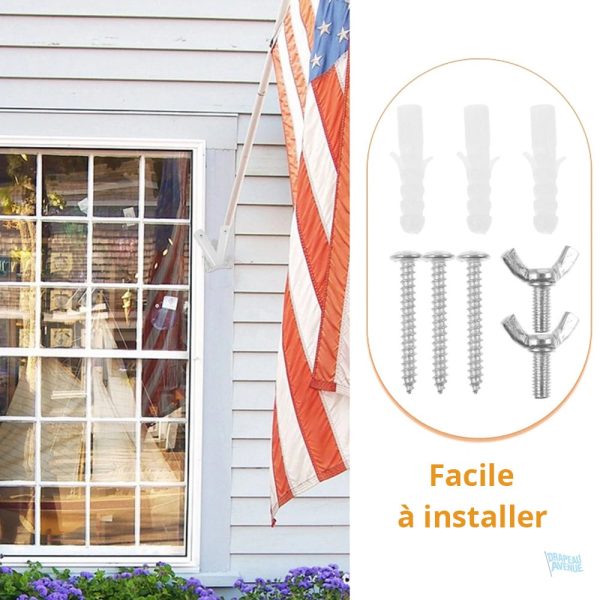 Mât pour drapeau avec double fixation stable
