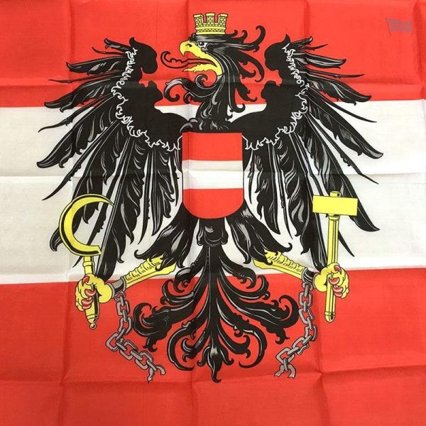 Drapeau national autrichien avec symbole de l'aigle