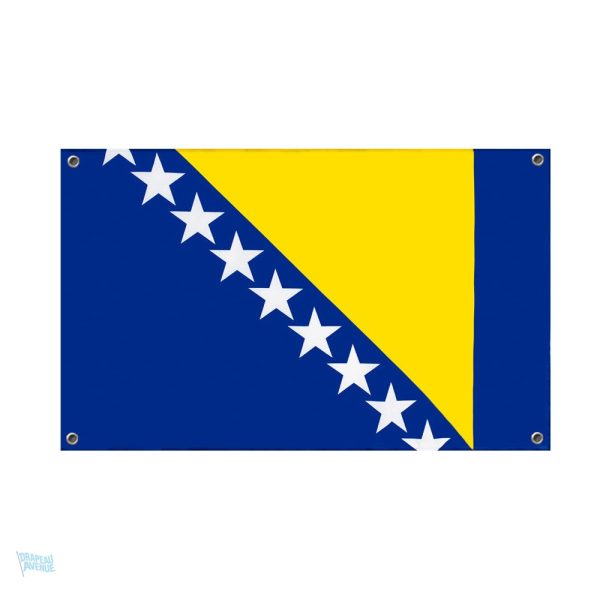 Drapeau Bosnie-Herzégovine avec 4 œillets pour fixation