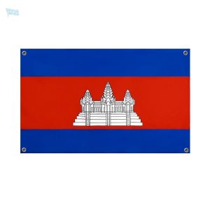 Drapeau Cambodge avec 4 œillets pour l'affichage extérieur