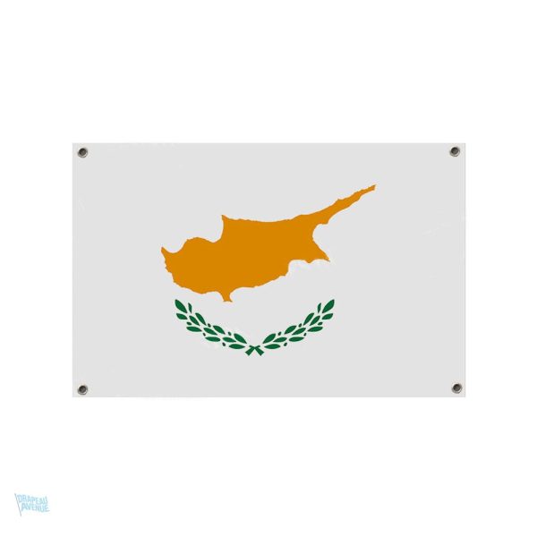 Drapeau de Chypre avec 4 œillets pour fixation