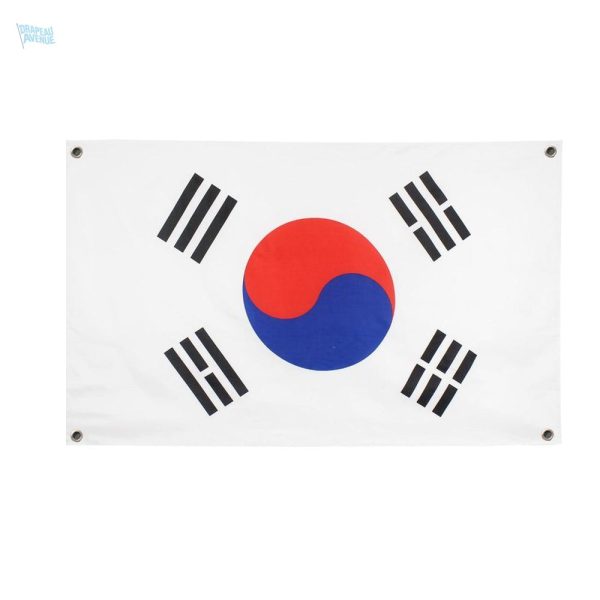 Drapeau Corée du Sud avec 4 œillets pour fixation facile