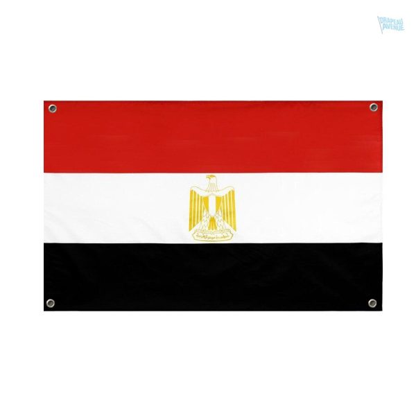 Drapeau Egypte avec 4 œillets pour affichage extérieur