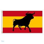 Drapeau Espagne avec motif de taureau emblématique