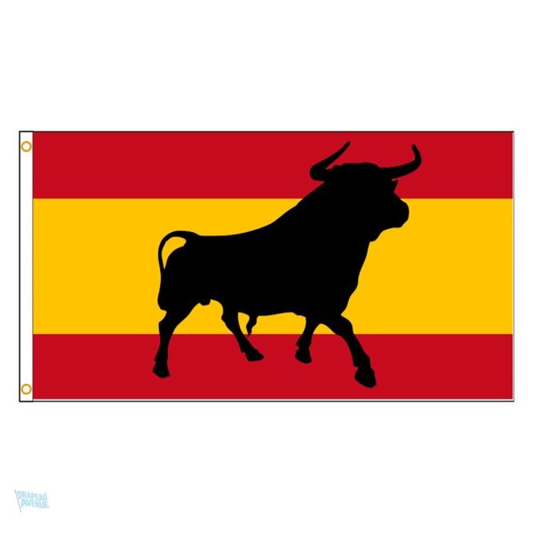 Drapeau Espagne avec motif de taureau emblématique