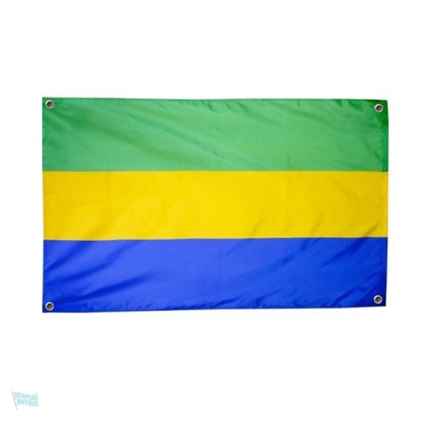 Drapeau du Gabon avec 4 œillets pour fixation facile
