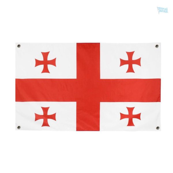 Drapeau de la Géorgie avec 4 œillets pour accrocher facilement