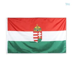 Drapeau Hongrie avec blason 60x90 cm