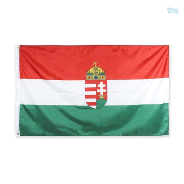 Drapeau Hongrie avec blason 60x90 cm