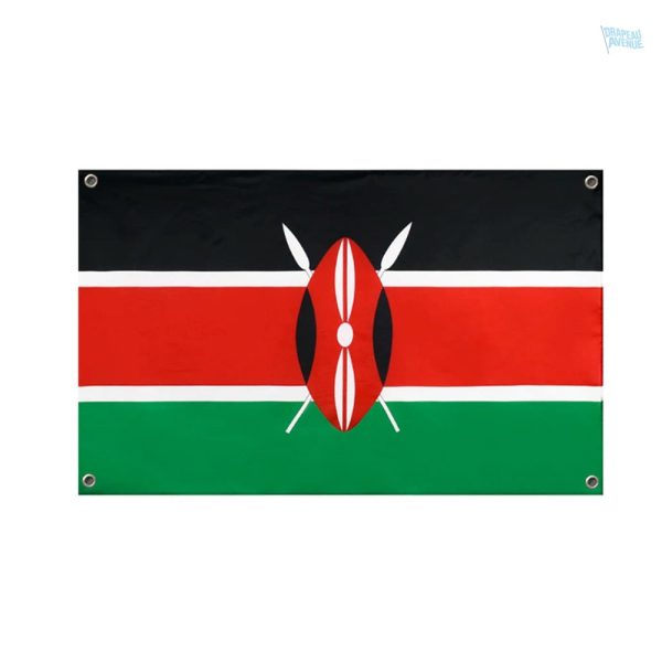 Drapeau Kenya avec 4 œillets pour une installation facile