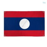 Drapeau du Laos avec 4 œillets pour fixation facile