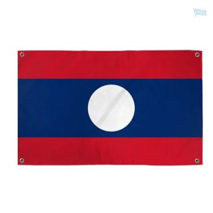 Drapeau du Laos avec 4 œillets pour fixation facile