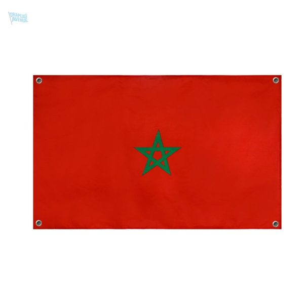 Drapeau du Maroc avec 4 œillets, parfait pour l'affichage extérieur