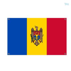 Drapeau de la Moldavie avec 4 œillets de fixation