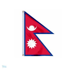 Drapeau géant du Népal avec motifs traditionnels colorés