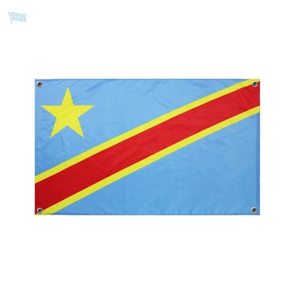 Drapeau de la République démocratique du Congo avec 4 œillets