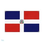 Drapeau République Dominicaine avec 4 œillets pour affichage