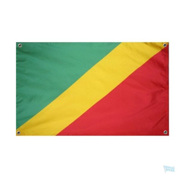 Drapeau République du Congo avec 4 œillets pour affichage