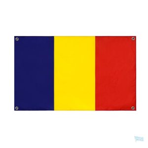 Drapeau Roumanie avec 4 œillets pour une fixation facile