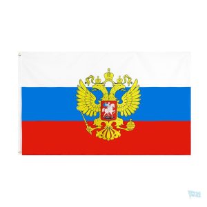 Drapeau de Russie avec armoiries 90 x 150 cm