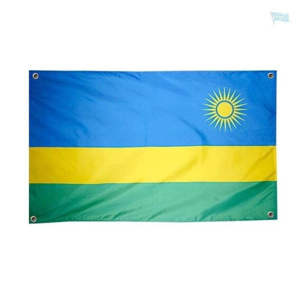 Drapeau Rwanda avec 4 œillets pour affichage extérieur