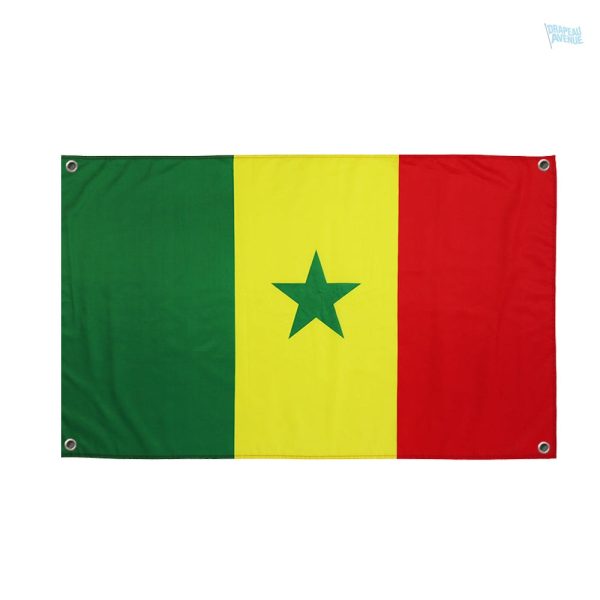 Drapeau Sénégal avec 4 œillets, idéal pour décoration extérieure