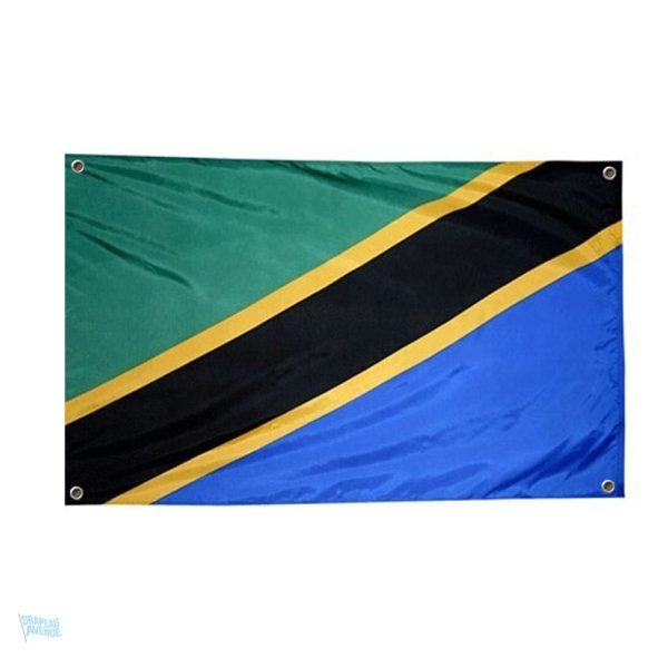 Drapeau de la Tanzanie avec 4 œillets pour fixation