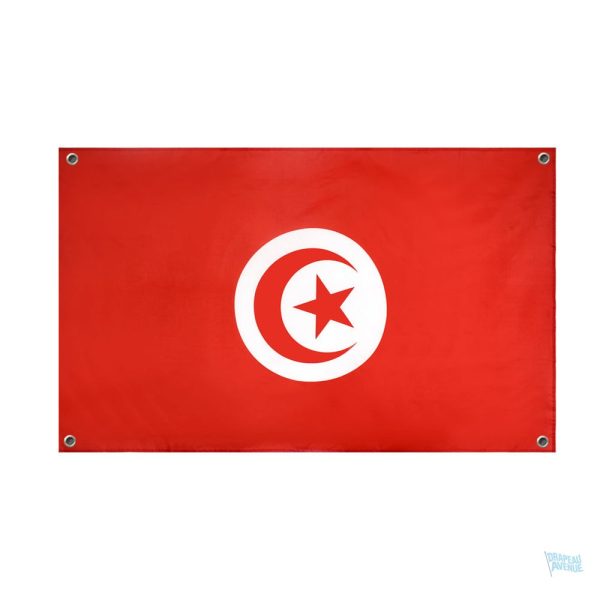 Drapeau Tunisie avec 4 œillets pour exposition extérieure