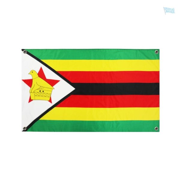 Drapeau Zimbabwe avec 4 œillets pour affichage extérieur