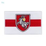 Écusson drapeau Biélorussie rouge et blanc avec blason