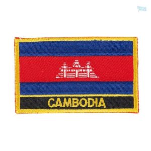Ecusson drapeau Cambodge, symbole national en tissu