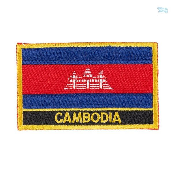 Ecusson drapeau Cambodge, symbole national en tissu