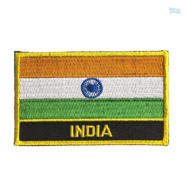 Ecusson drapeau Inde, symbole national en tissu brodé