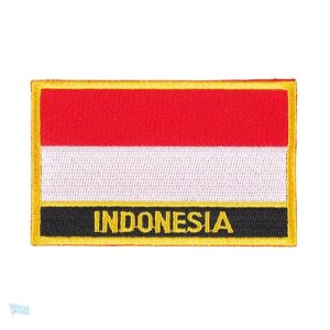 Ecusson drapeau Indonésie en tissu rouge et blanc