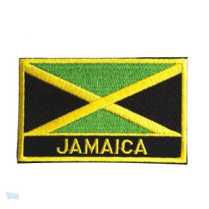 Écusson drapeau Jamaïque, symbole national vibrant et coloré