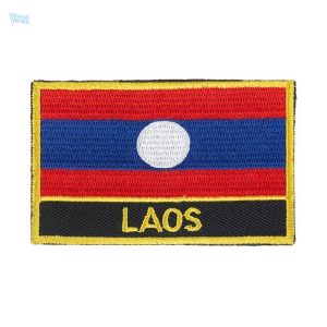 Écusson drapeau du Laos en tissu coloré