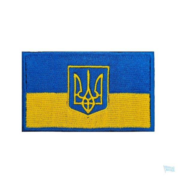 Ecusson drapeau Ukraine avec blason, symbole national