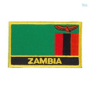 Ecusson drapeau Zambie avec les couleurs nationales vibrantes