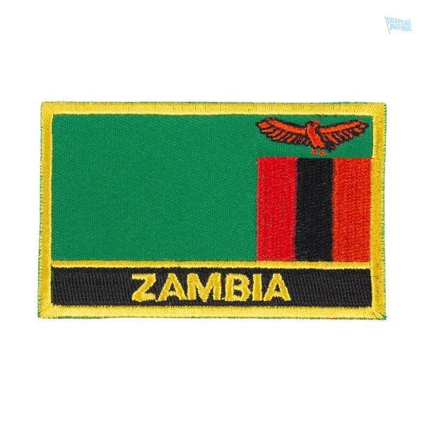 Ecusson drapeau Zambie avec les couleurs nationales vibrantes