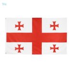 Grand drapeau Géorgie avec des motifs traditionnels